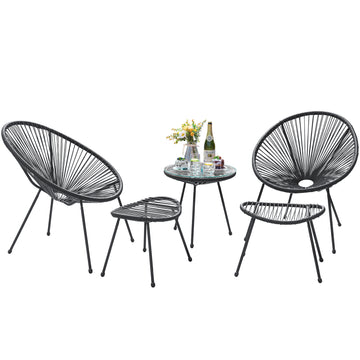 Devoko 5 Pieces Patio Acapulco Conversation Set Outdoor Round lounge Chair